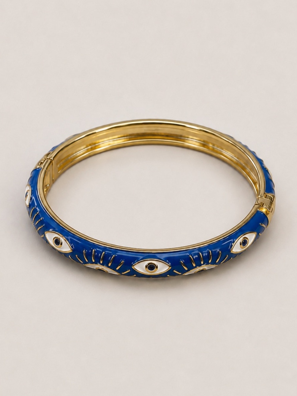 New! Gold-Tone Blue Evil Eye Bangle Bracelet